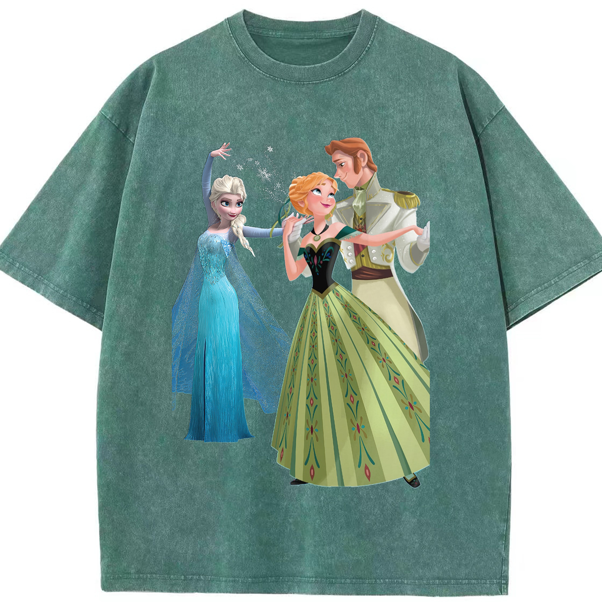 （画像用） アナと雪の女王 アンナ エルサ Frozen Anna Elsa 綿100% ヴィンテージ風 半袖Tシャツ（フロントプリント）